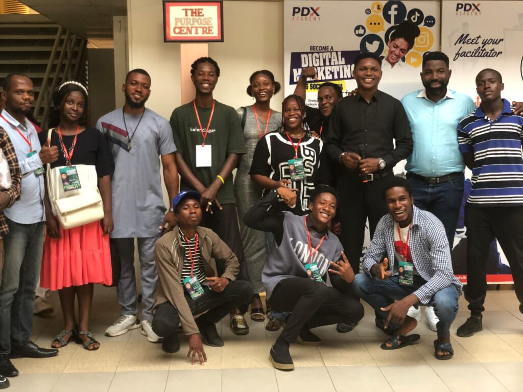 Mr. and Mrs Purpose with some participants after the Giant Slayers Conference at their office in Ikeja, PDX ihub, Central Business District, Alausa Ikeja.